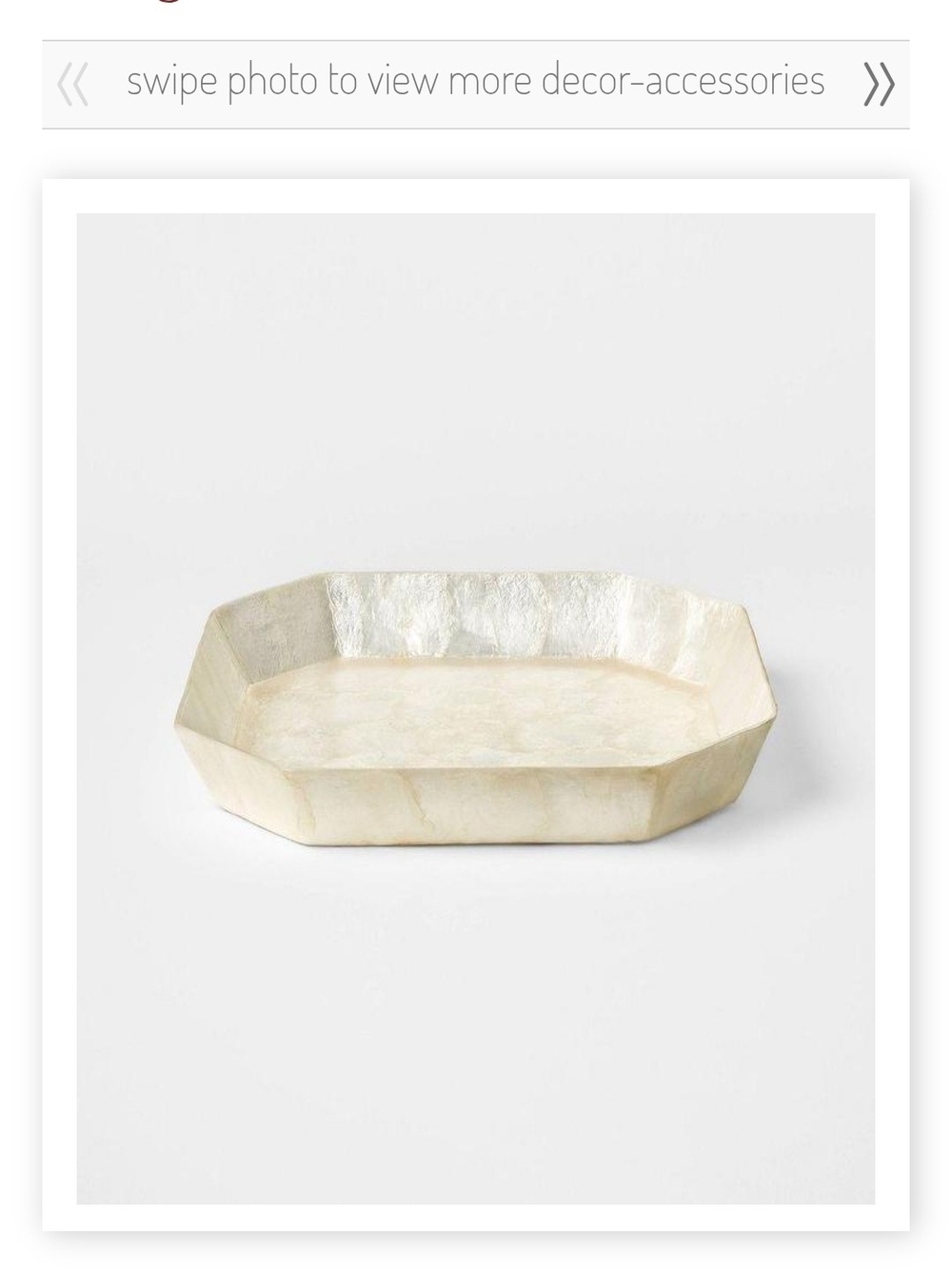 Studio McGee Pearlescent Capiz Square Tray - Iridescent White